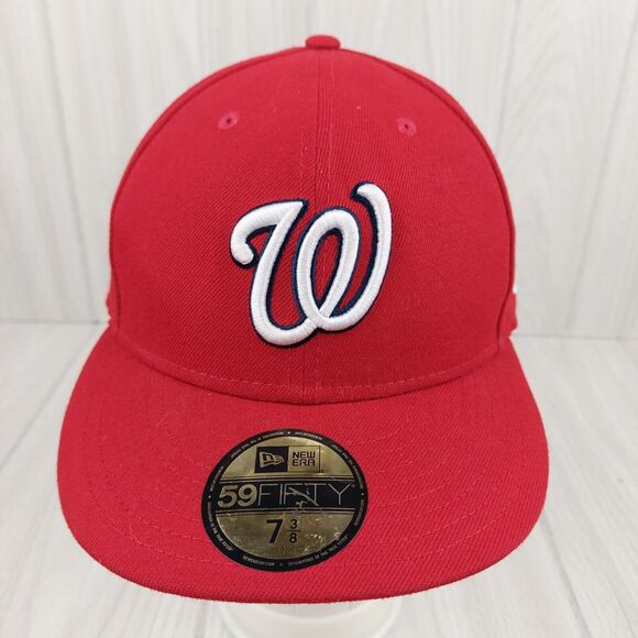 Washington Nationals Hat Cap New Era 59fifty 7 3/8 Red Embroidered Fitted MLB - Picture 1 of 9